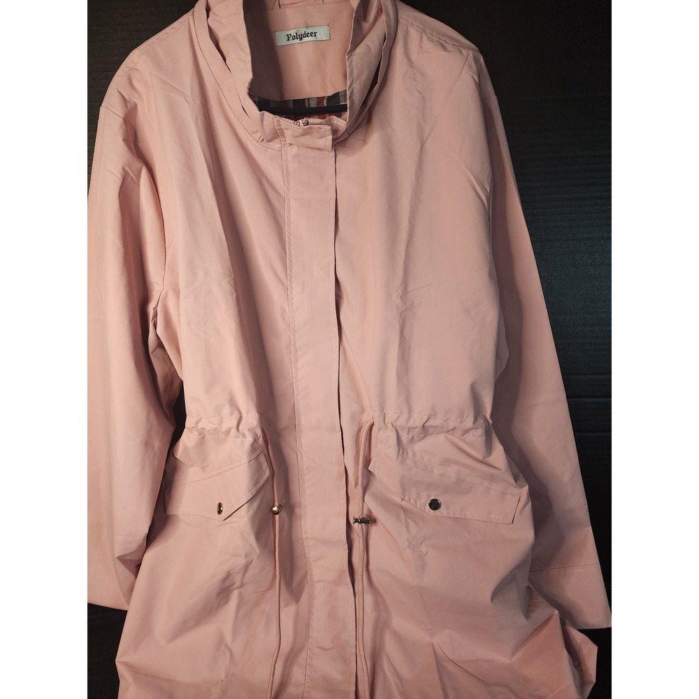 Polydeer Womens Blush Pink Anorak Jacket Detachable Hood Plaid Lining Size L